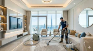 Health benefits of professional house cleaning through soft surface care.