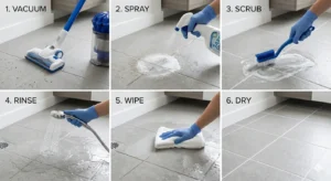 How to clean floor tile grout step by step