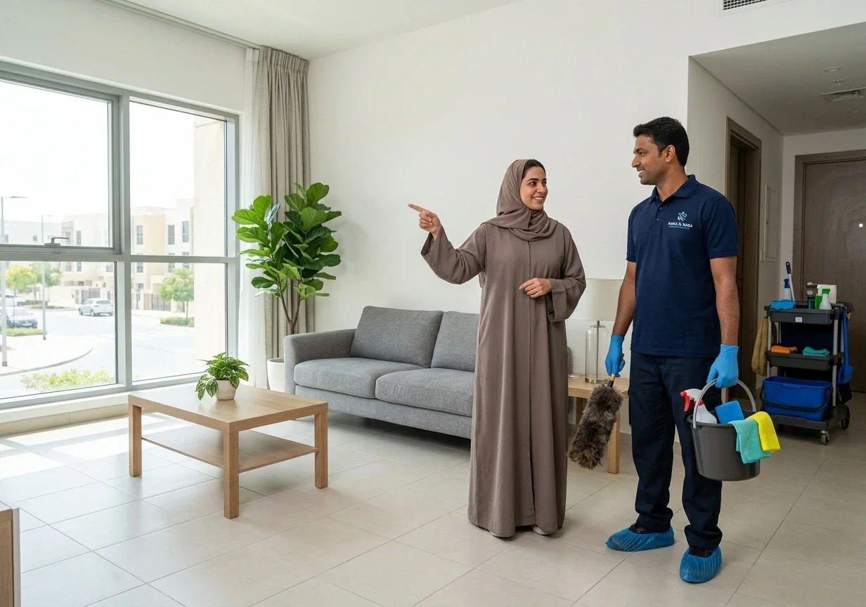 Professional cleaning team providing reliable home cleaning support for customers in Dubai Silicon Oasis